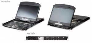 Новый многооконный KVM переключатель ATEN CL3884NW с LCD монитором и двухрельсовым конструктивом для установки в 19”стойку высотой 1U